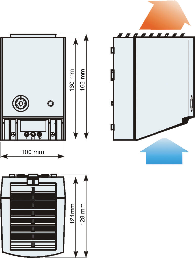 Puhallinlämmitin CR 027 mitat