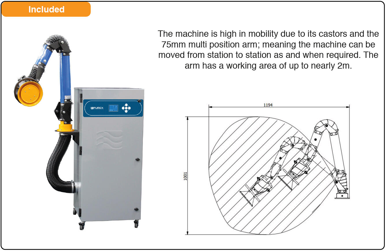 PUREX WeldEx 400 -kohdepoistolaitteen käsivarsi