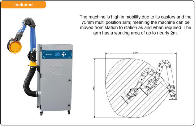 PUREX WeldEx 400 -kohdepoistolaitteen käsivarsi