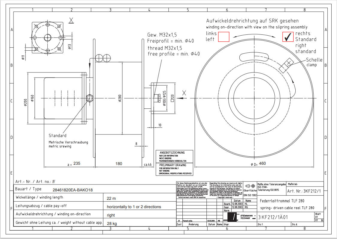 PVC kuori, mittakuva