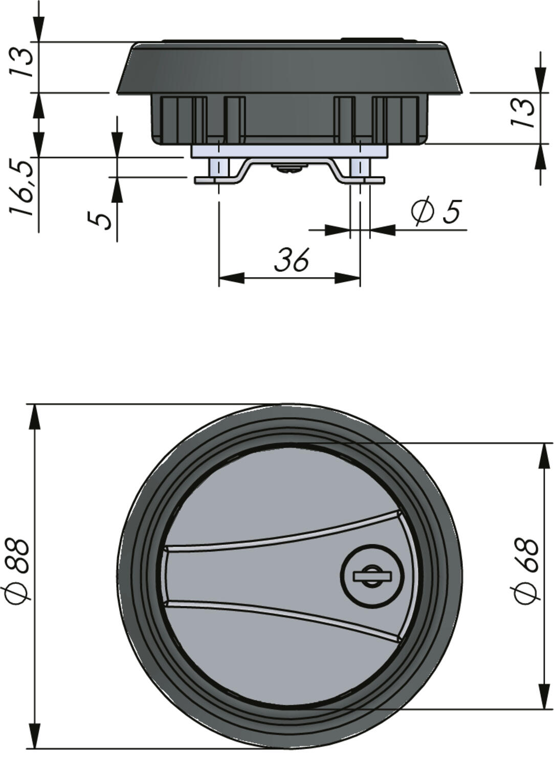 Pyöreä kääntölukko mitat