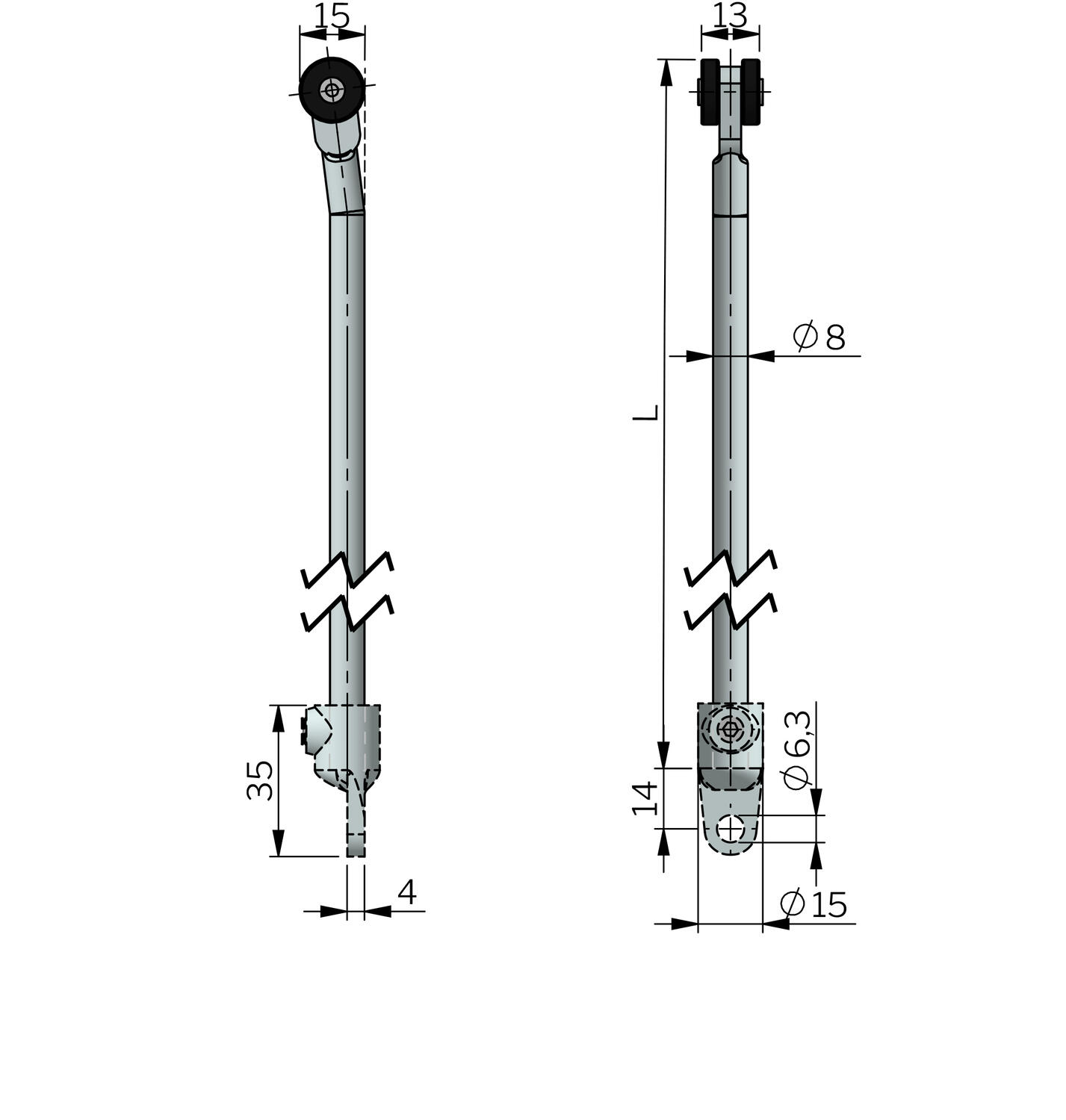 Pyöreä tanko 15mm rullalla mitat