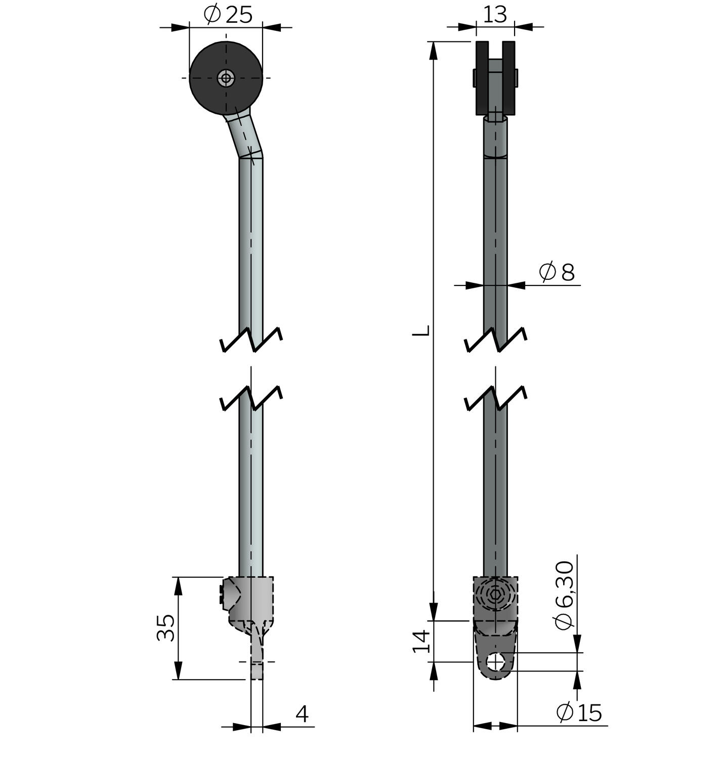 Pyöreä tanko 25mm rullalla mitat
