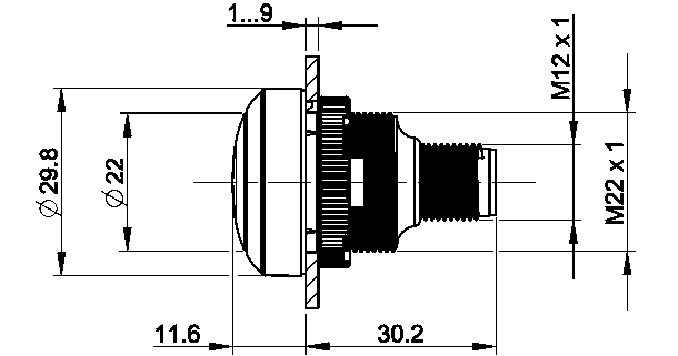 RAMO 22I LED-merkkilamppu, tekninen kuva