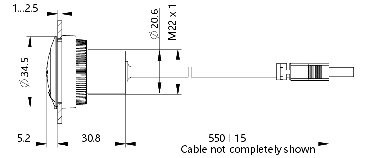 RAMO 30F paneeliliitin, mittakuva