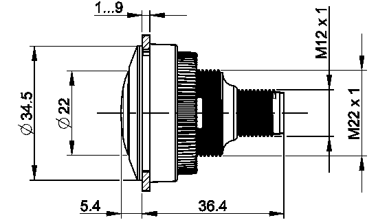 RAMO 30I LED-merkkilamppu, tekninen kuva