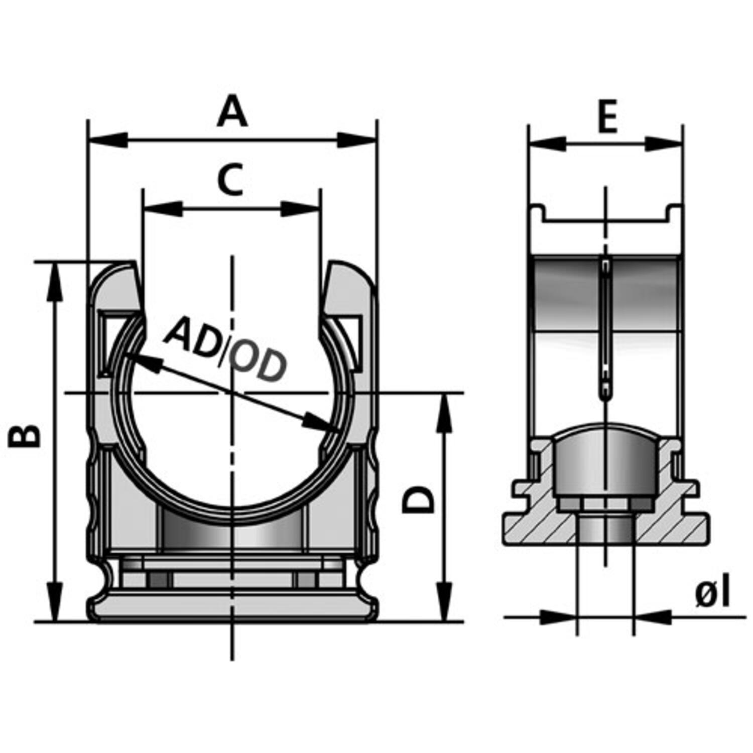 RQK jatkoliitin, mittakuva