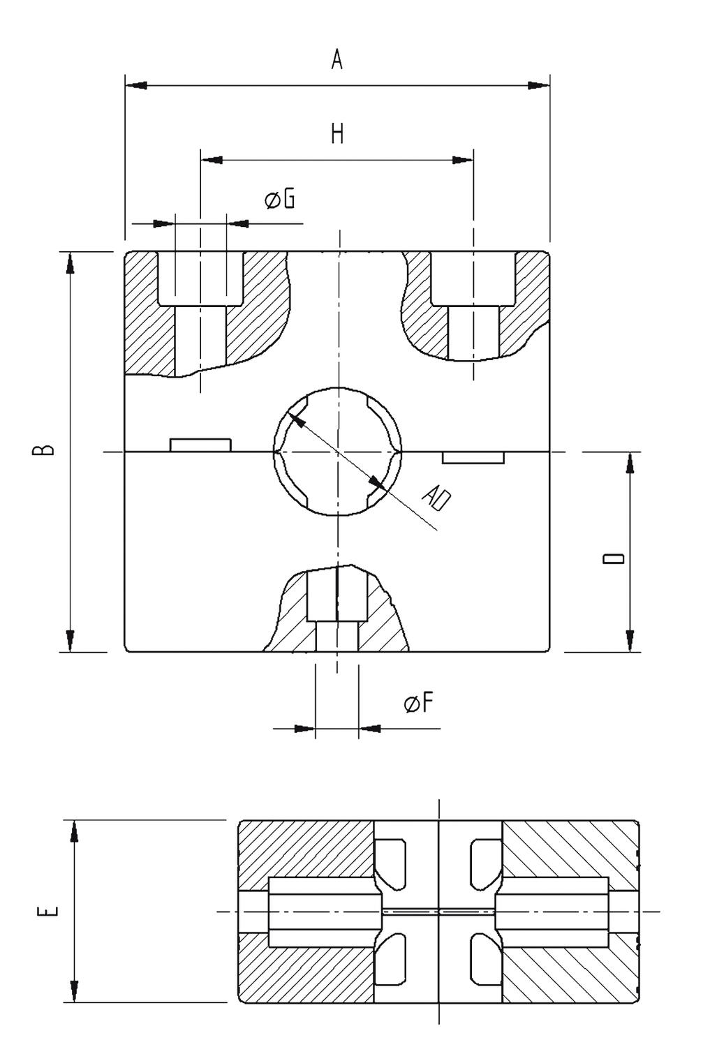 RQM kiinnike, tekninen kuva