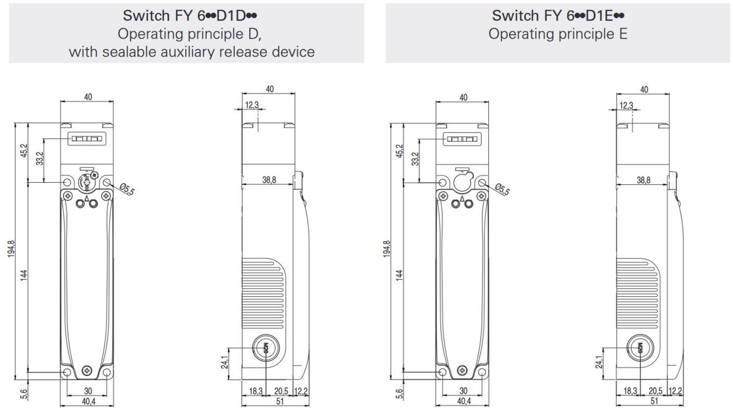 Sähkölukko FY, mittakuva