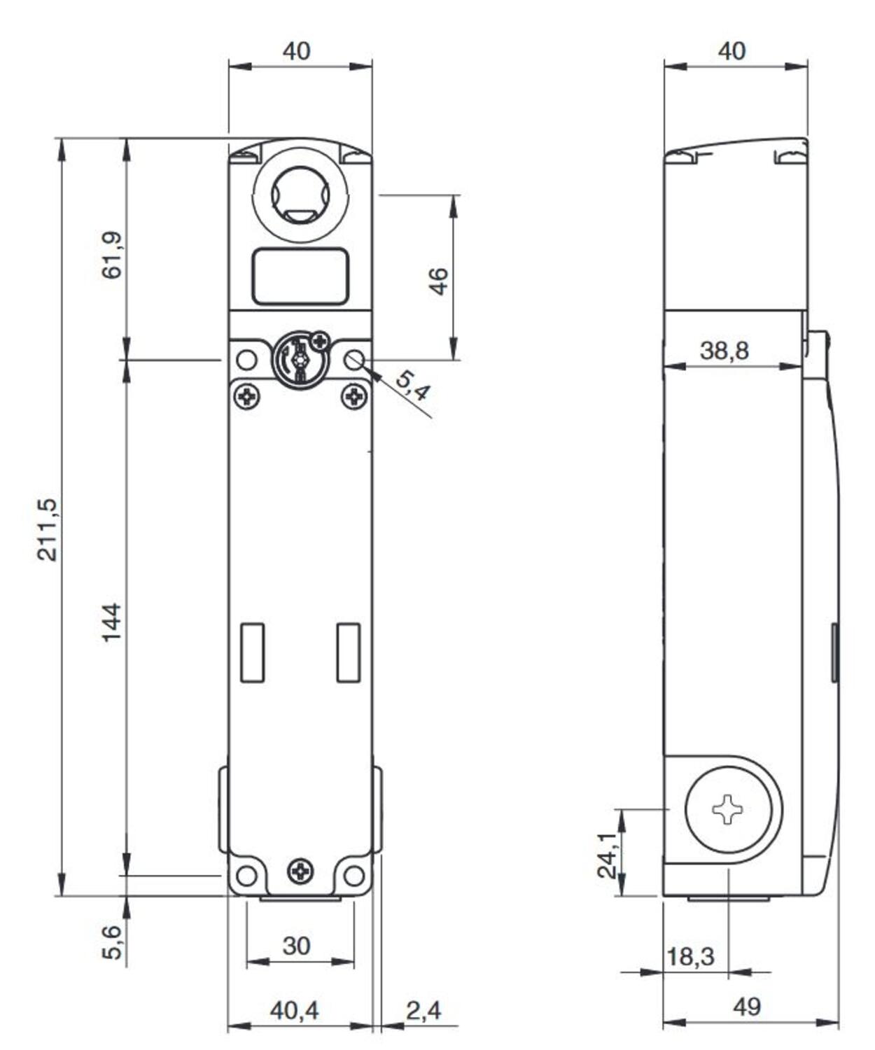 Sähkölukko NG, mittakuva