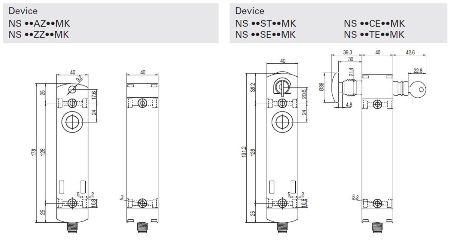 Sähkölukko NS mittakuva