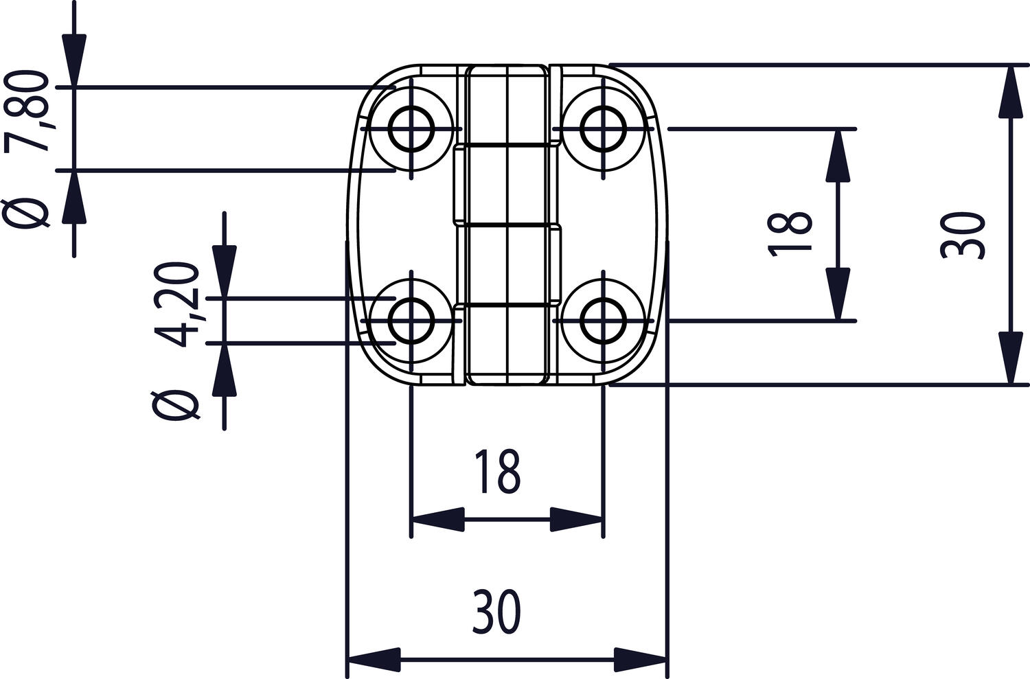 Sarana 30x30 avautumiskulma 180° mitat