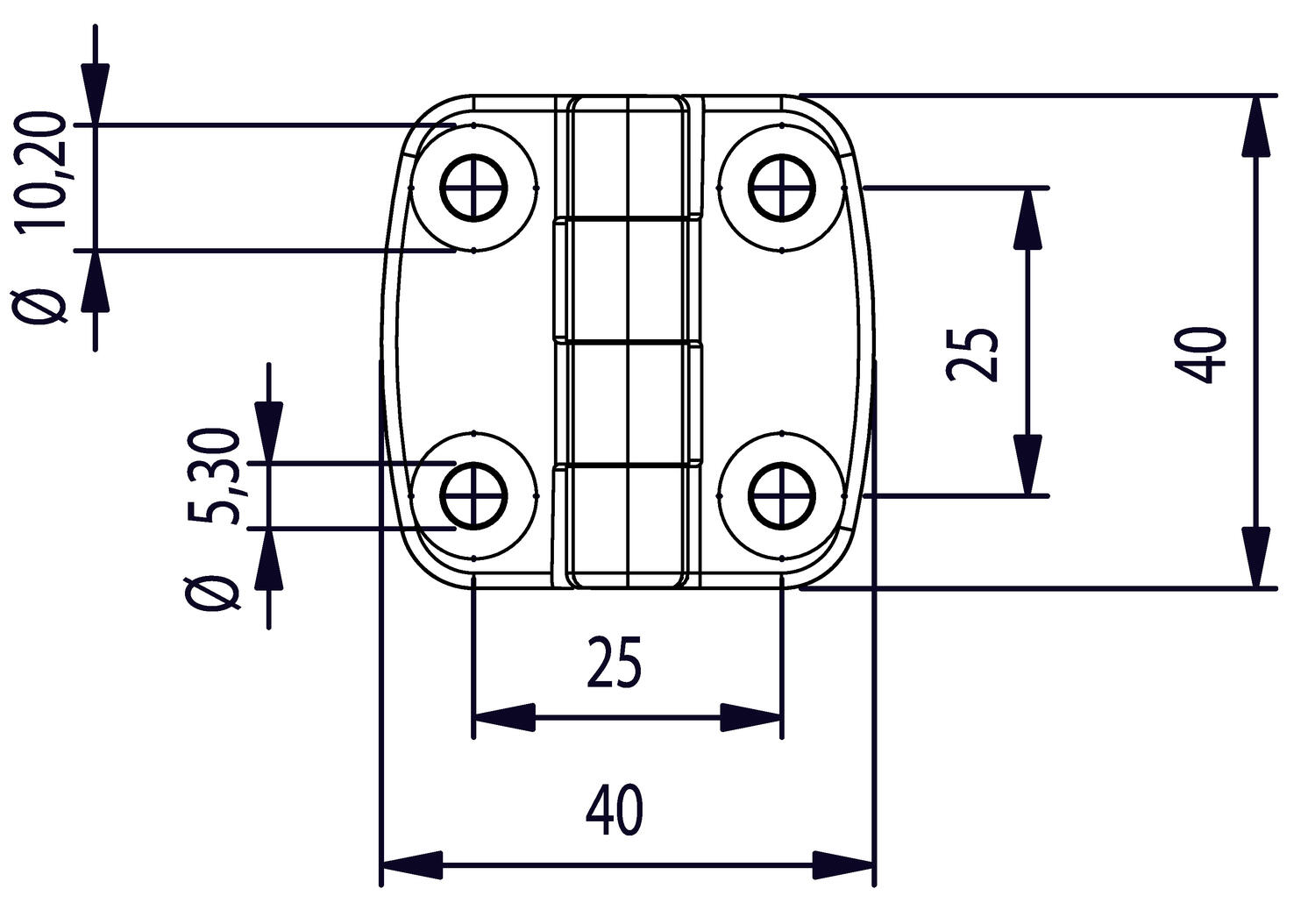 Sarana 40x40 avautumiskulma 180° mitat