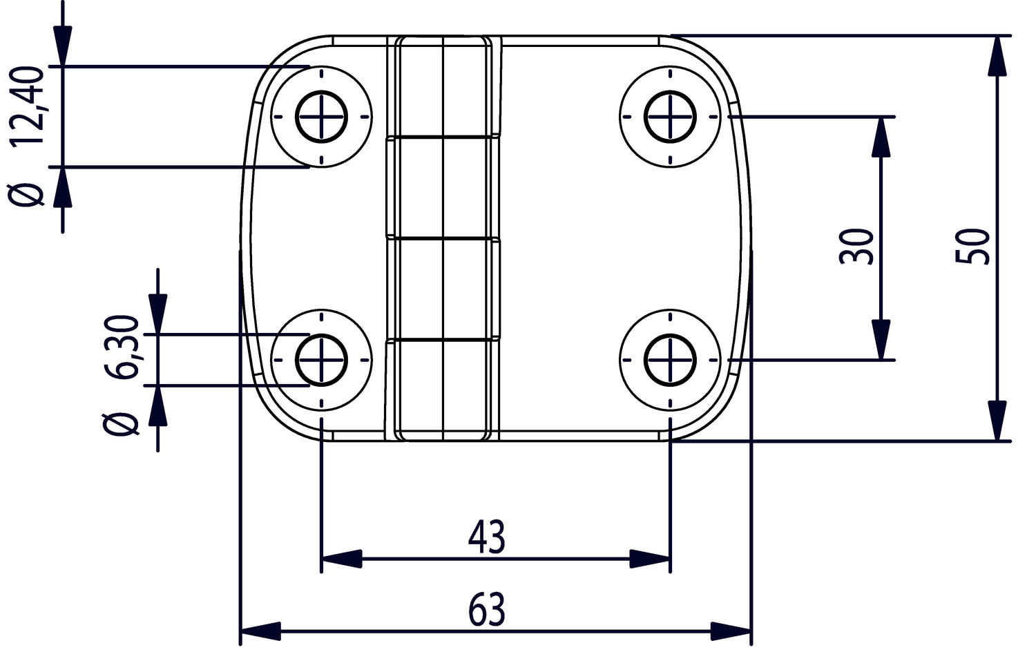 Sarana 50x63 avautumiskulma 180° mitat