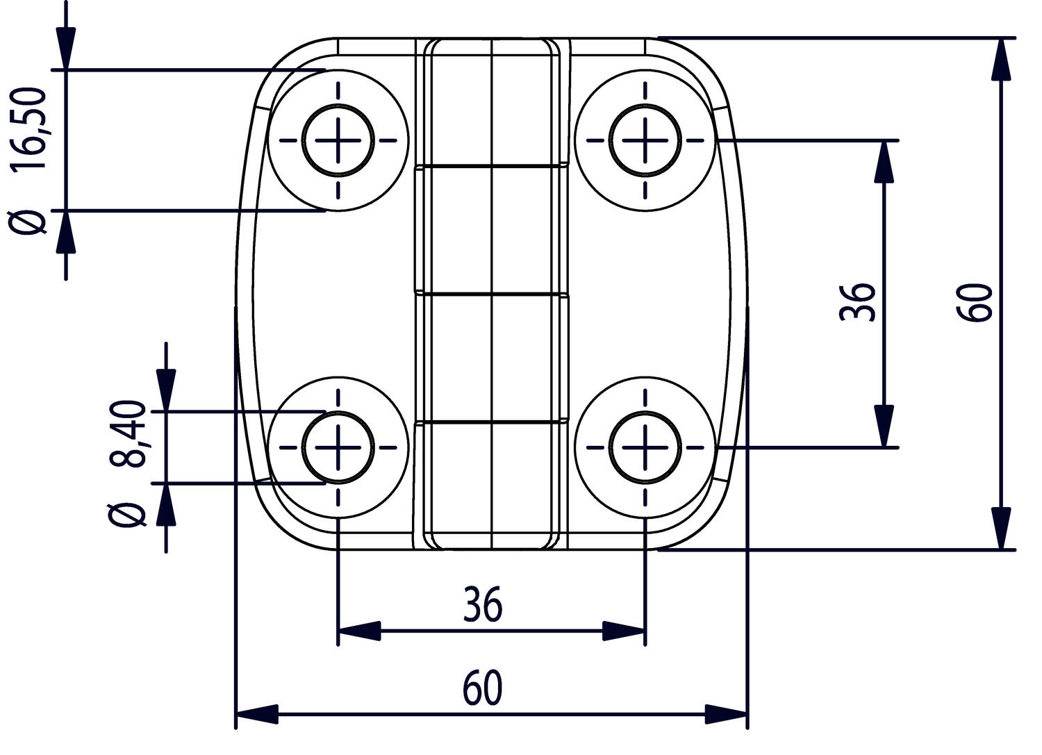 Sarana 60x60 avautumiskulma 180° mitat