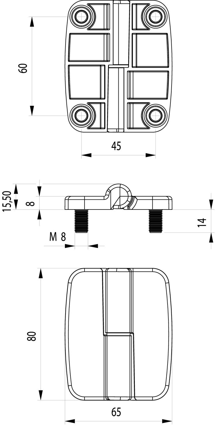 Sarana 65x80 avautumiskulma 180° mitat