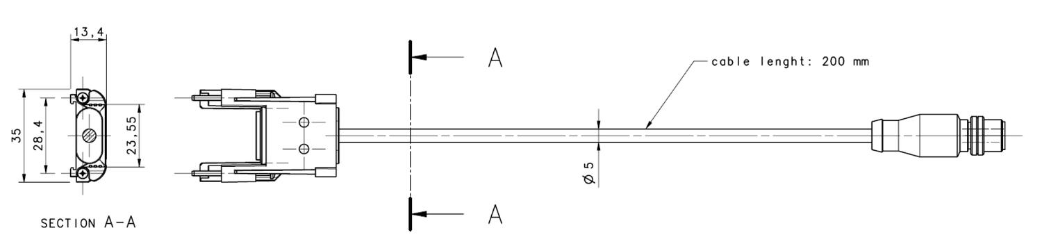SG4-E liitinkaapeli tekninen kuva