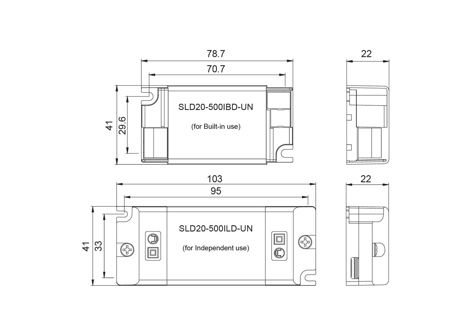 SLD20-500IB(L)D-UN mitat