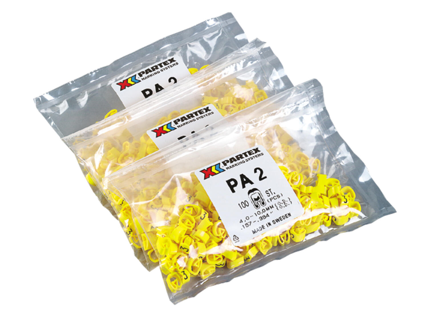 Suljetut johdinmerkit PA2 pussi