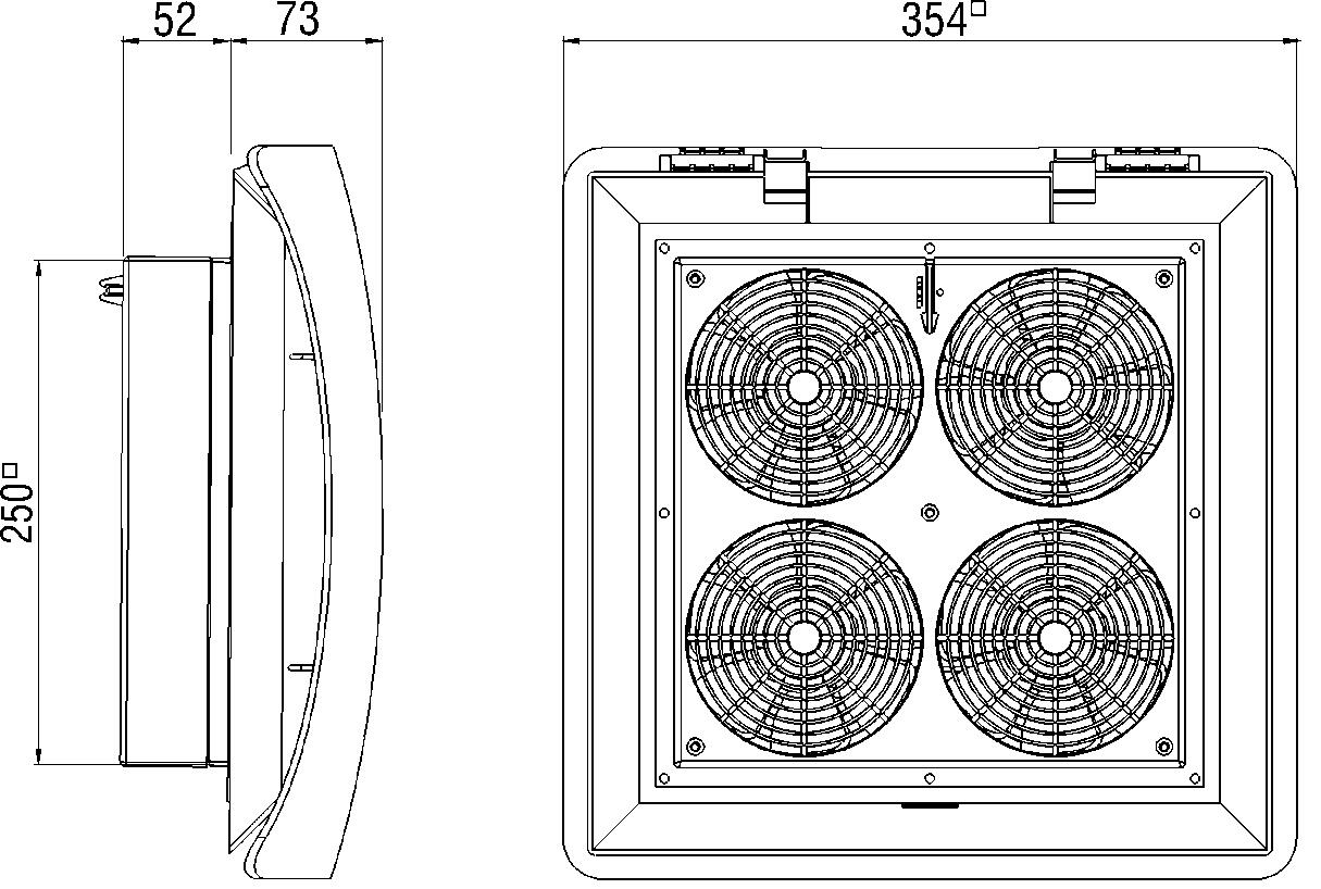 Suodatintuuletin RFP 018 tekninen kuva