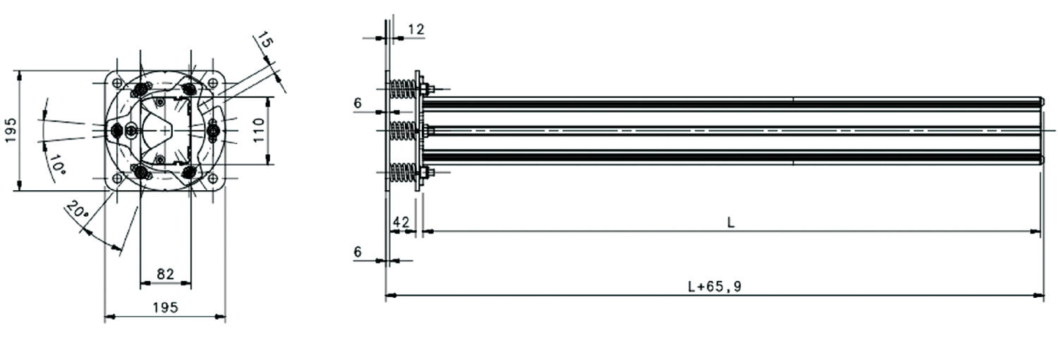 Suojaava asennustolppa tekninen kuva