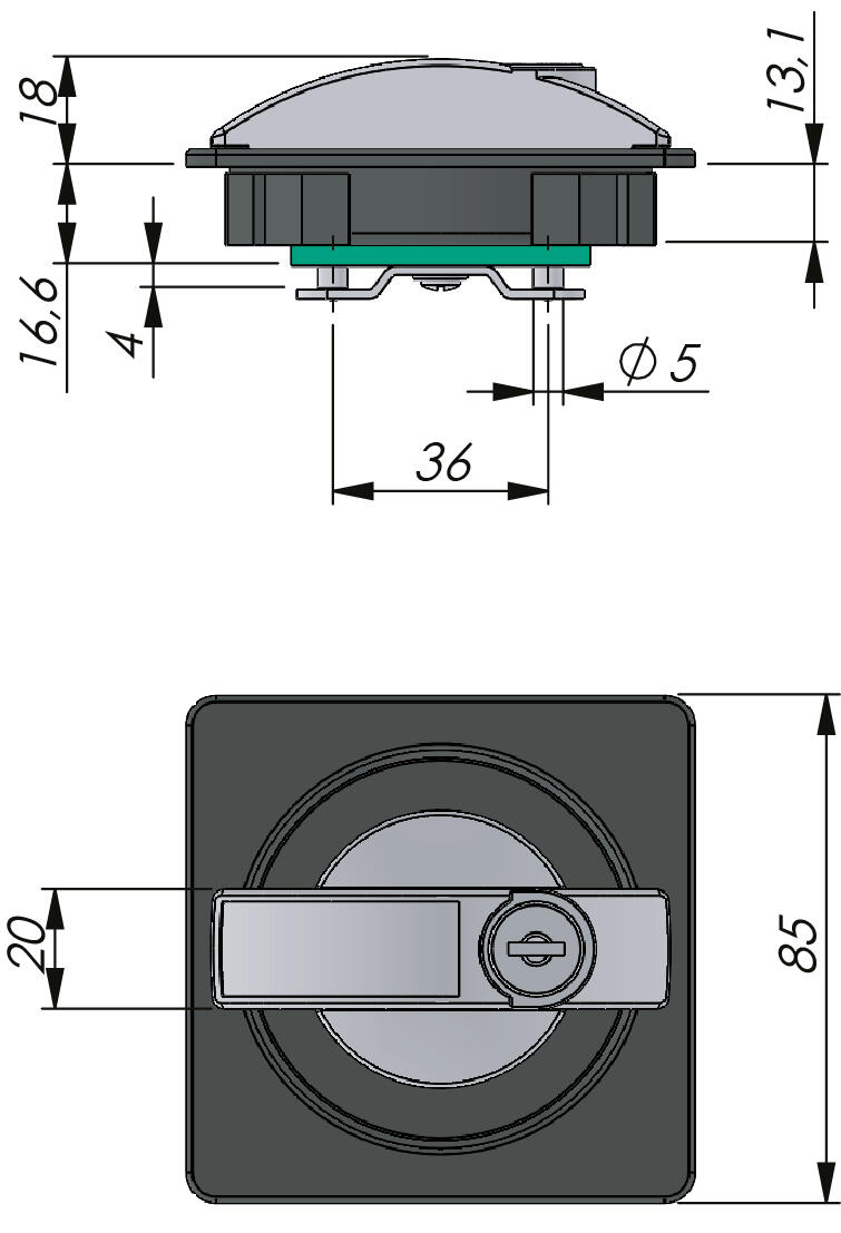 Suorakulmainen kääntölukko mitat