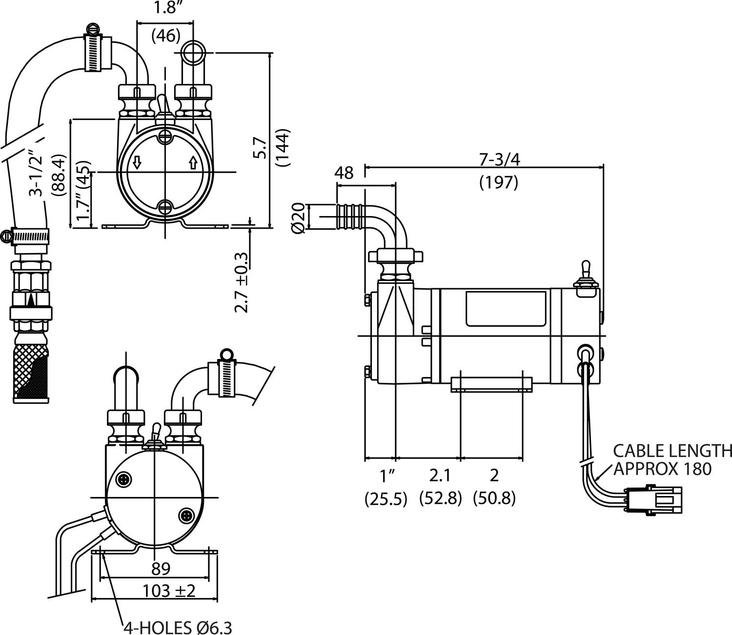Tankkauspumppu mittakuva