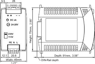 Teholähde 115/230 V AC/24-28 V DC, 3 A