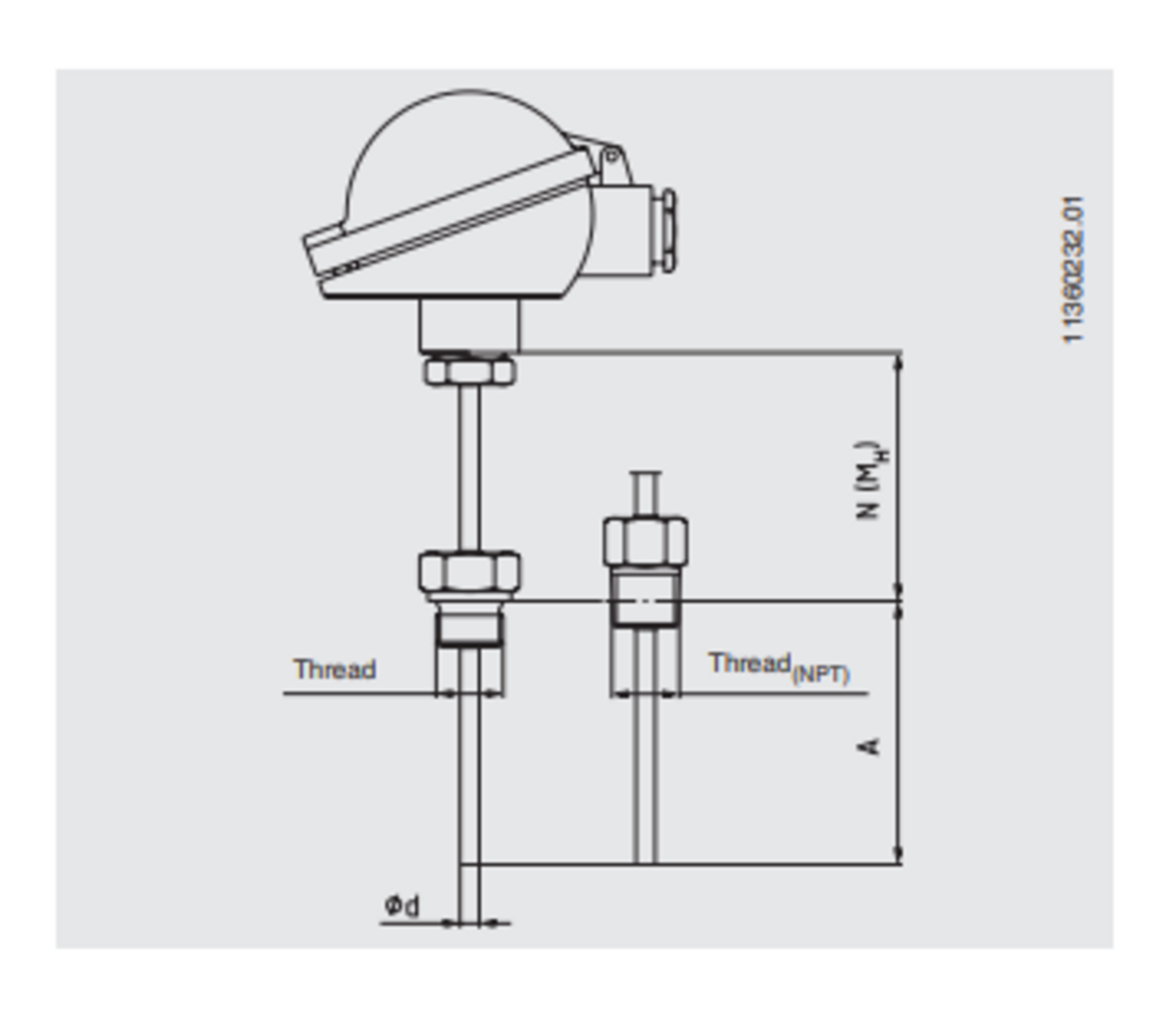 Termoelementti ilman suojataskua TC10-H 1.5