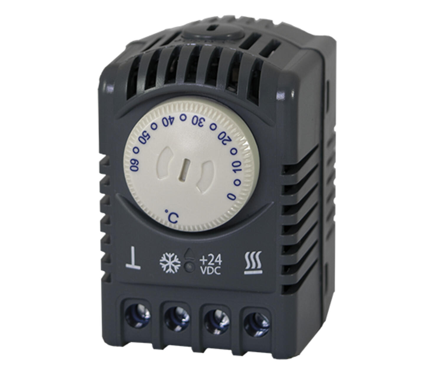 Termostaatti 24 V DC / 16 A vaihtokoskettimella