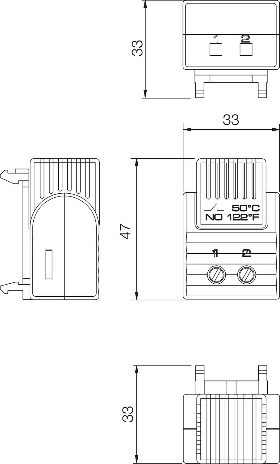 Termostaatti FTO 011 mitat