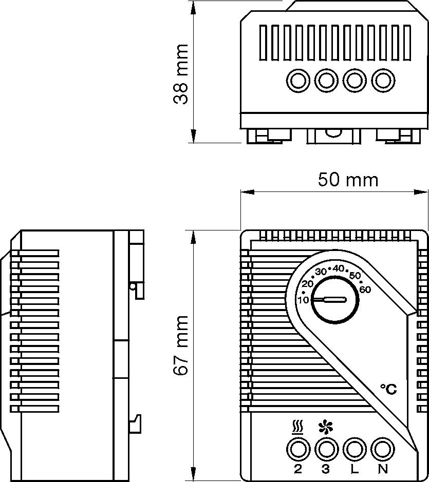 Termostaatti FZK 011 mitat