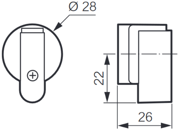 Väännin lyhyt, mittakuva