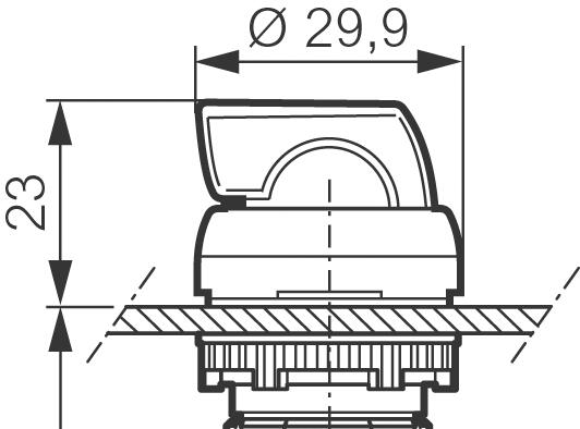Valintakytkimet lyhyt väännin, mittakuva