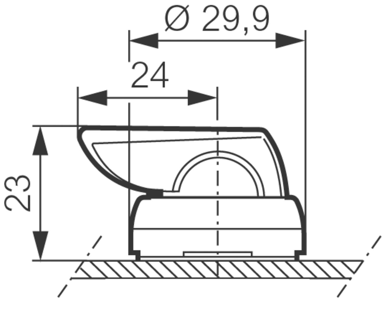Valintakytkimet pitkä väännin, mittakuva