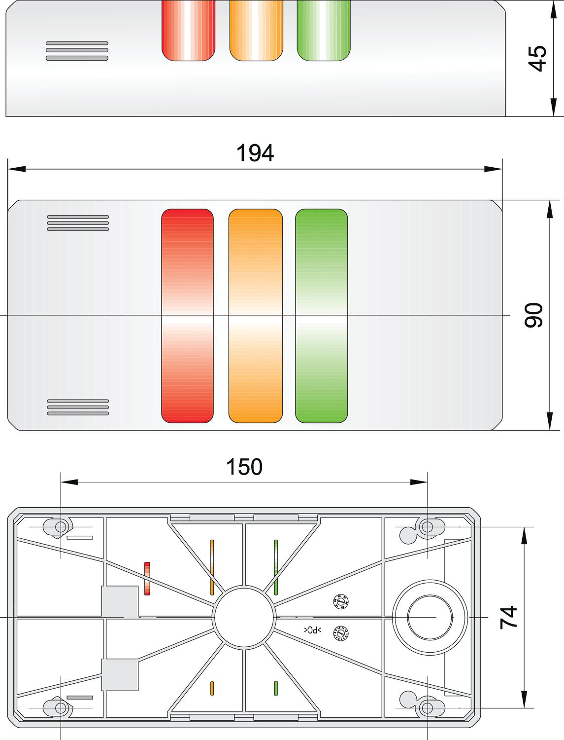 Valomasto HalfDome 90 mm mitat