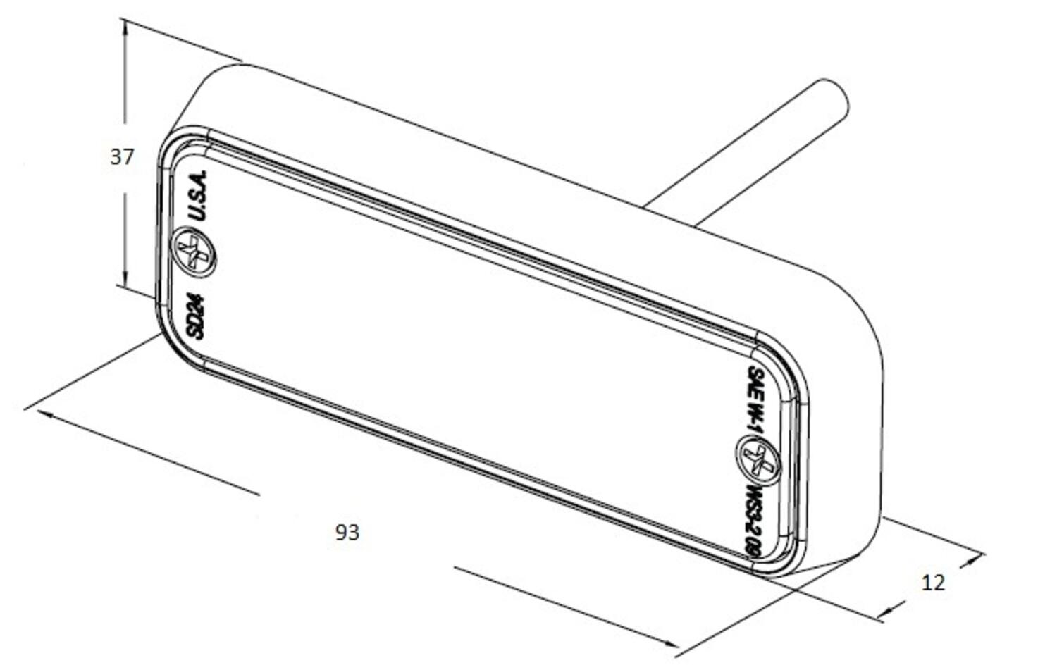 Varoitusvalo E3510 mitat