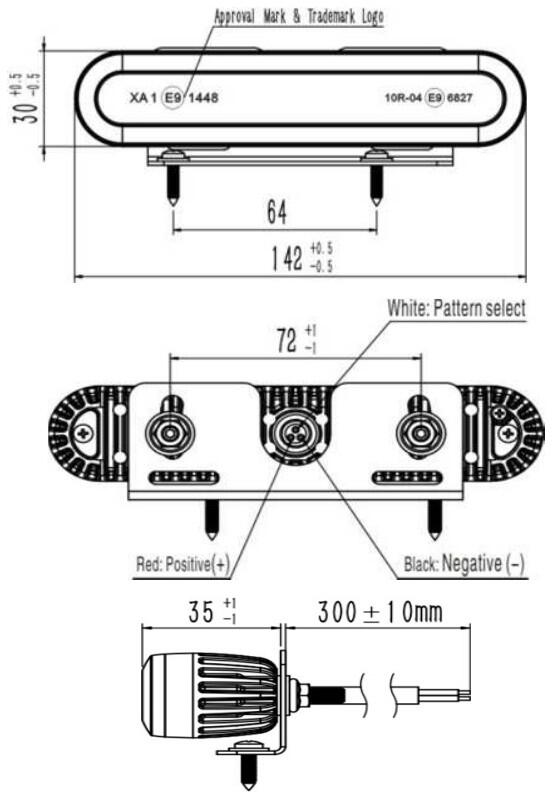 Varoitusvalo ED5000 mitat
