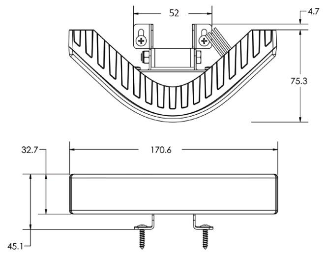 Varoitusvalo ED5100 mitat