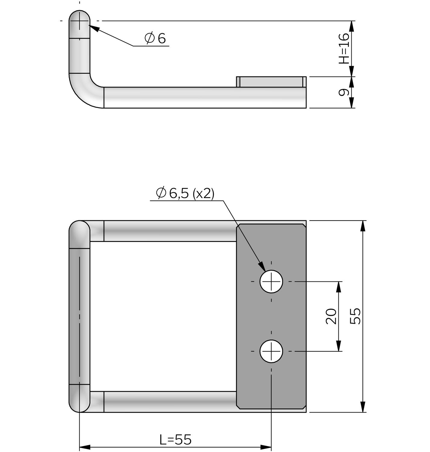 Vector P-kahva Rotary-lukituksella