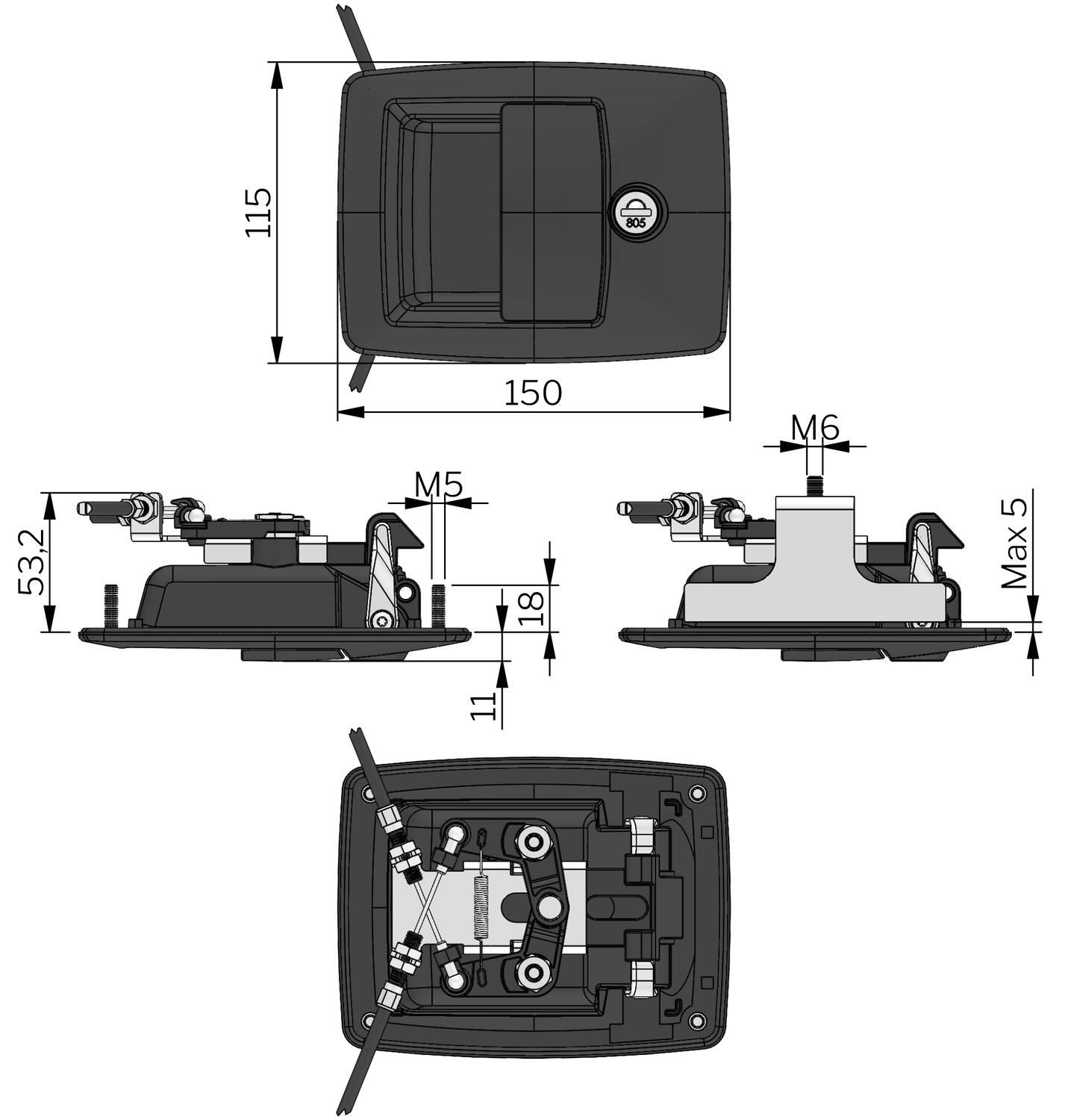 Vector P kahva vaijereille mitat