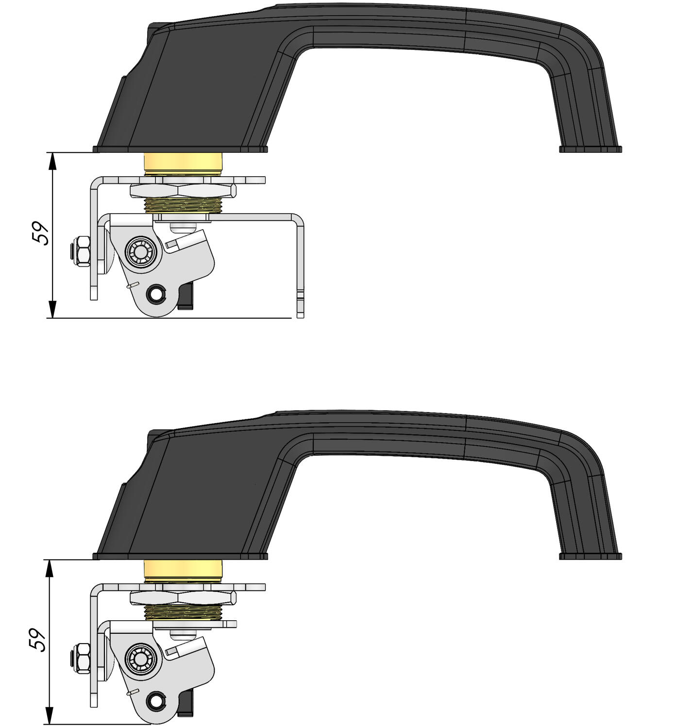 Vector-painonapin kahva mitat
