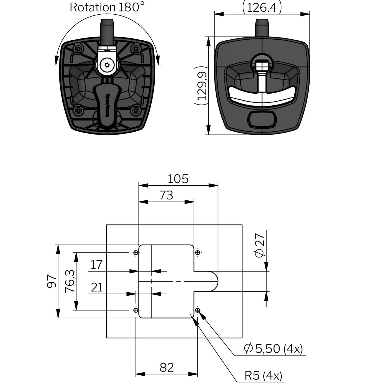 Vector T3-kahva mittakuva