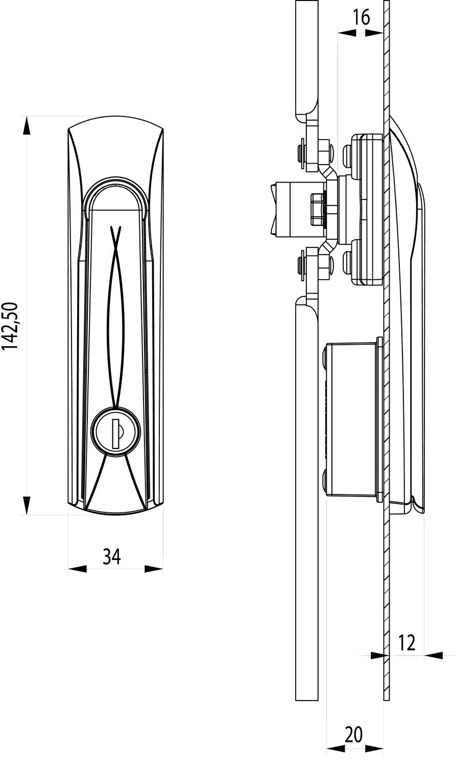 Vision™ Compact kääntökahva sylinterillä mitat