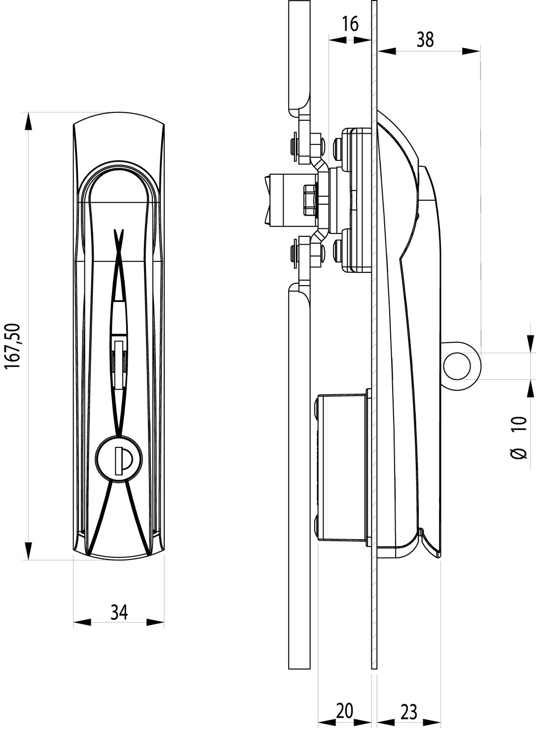 Vision™ Standard kääntökahva sylinterillä mitat