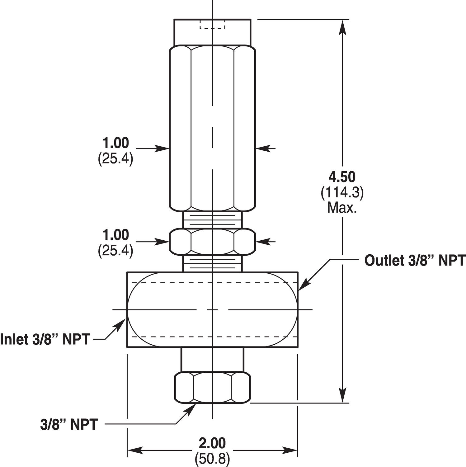 Ylipaineventtiili mittakuva