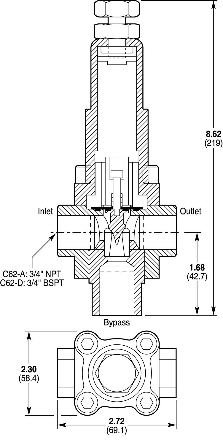 Ylipaineventtiili mittapiirros